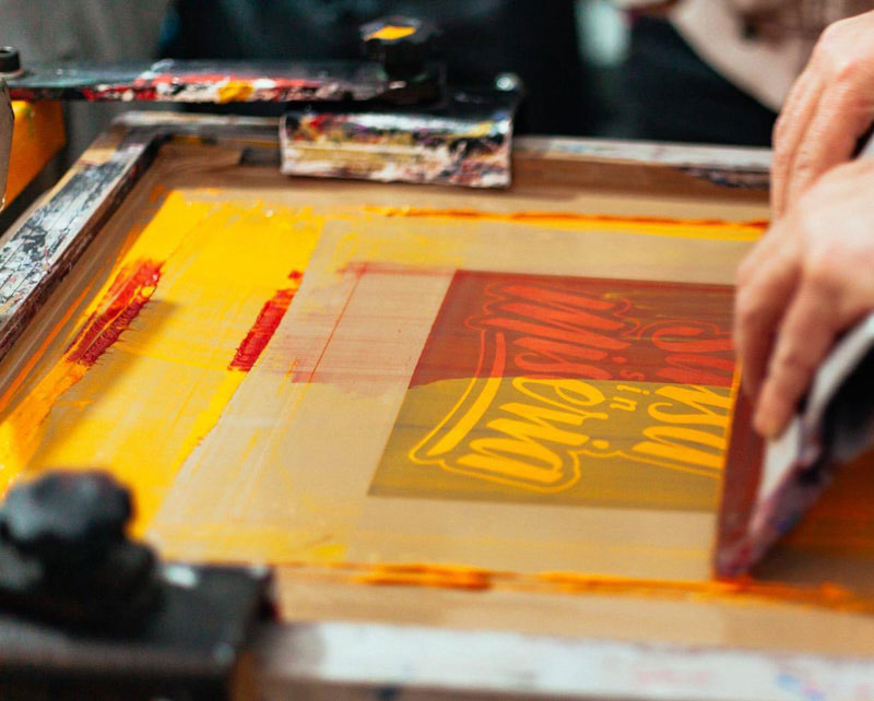 The traditional screen printing process